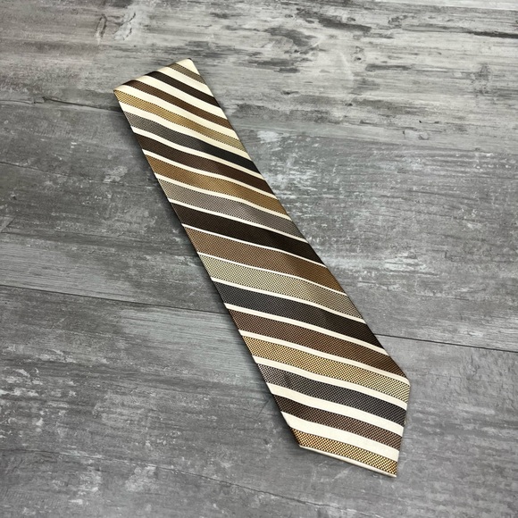 Vitaliano Pancaldi White, Grey, Gold & Taupe Stripe Tie - Picture 1 of 6